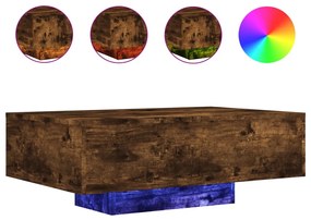 Füstös tölgy színű dohányzóasztal LED-lámpákkal 85 x 55 x 31 cm