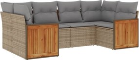 vidaXL 6 részes bézs polyrattan kerti ülőgarnitúra párnával