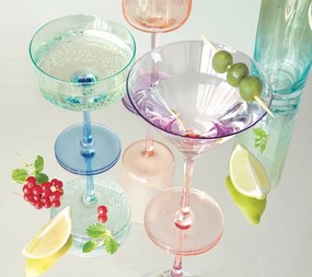 Cocktail üvegpohárszett 2 db-os, színes, 270ml, dobozban,lila-piros, Rainbow
