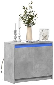 betonszürke szerelt fa tálalószekrény LED-del 72 x 34 x 61 cm