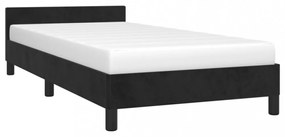 fekete bársony ágykeret fejtámlával matrac nélkül 90x200 cm