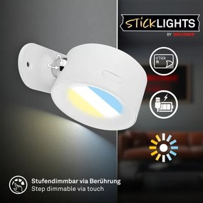 Briloner 3896016 - TARI LED fali lámpa, fényerőszabályozható, újratölthető, LED/1,6W/5V 1500 mAh, fehér