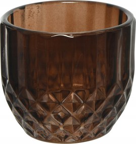 Dekoratív üveg gyertyatartó átlátszó bordázott 6x5,2cm 1db