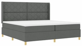 Boxrugós ágy matracmal Szürke 200 x 200 cm szövet