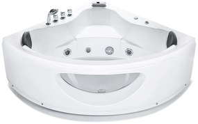 Fehér whirlpool masszázskád LED világítással 205 x 146 cm TOCOA Beliani