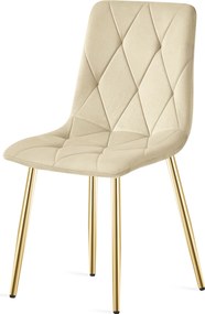 Világos bézs bársony étkezőszék LIBRA arany lábakkal