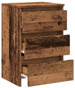 2 db antik fa színű szerelt fa éjjeliszekrény 40x35x62,5 cm