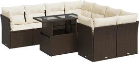 vidaXL 9 részes barna polyrattan kerti ülőgarnitúra párnákkal