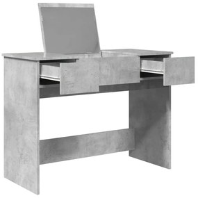 betonszürke fésülködőasztal tükörrel 100x45x76 cm