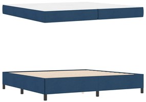 Boxrugós ágy Kék és Fekete 200 x 200 cm Textil és mérnöki fa