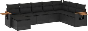 vidaXL 8 részes fekete polyrattan kerti ülőgarnitúra párnákkal