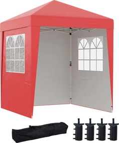 Outsunny Összehajtható Kerti Pavilon Pop-up 2 x 2 m Fogadó Sátor Magasságállítható Anti-UV 30+ 3 Oldalfallal 4 Homokzsákkal és 1 Szállítótáskával Oxfo