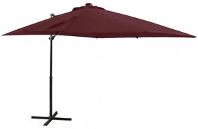 bordó konzolos napernyő rúddal és LED-fényekkel 250 cm