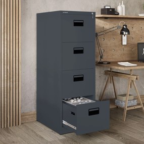 Fém irattartó szekrény, 4 fiókos SARA V4, 460 x 1320 x 620 mm, antracit
