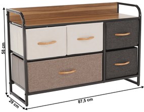 HAZEL TYP 4 szekrény szövet fiókokkal, barna, S