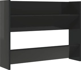 vidaXL magasfényű fekete szerelt fa fali cipősszekrény 80 x 18 x 60 cm