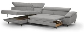 Bővíthető sarokkanapé tárolóval L alakú BRESCIA balos szürke