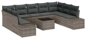 Kerti Kanapé Szett 10 pcs Szürke 289 x 209 x 85 cm Poli rattan