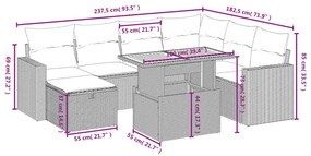 8 részes szürke polyrattan kerti ülőgarnitúra párnákkal