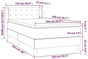 sötétbarna szövet rugós ágy matraccal 100 x 200 cm