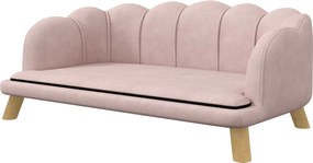 PawHut Kutya Kanapé, Mosható Borítás, Háttámlás Pet Sofa Fából Készült Lábakkal, Macska Kanapé, Közepes Méretű Kutya Számára, Maximum 25 kg, Rózsaszín