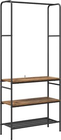 vidaXL Ruhafogó polcokkal tárolóval Régi fa 77 x 30 x 171 cm Faanyag