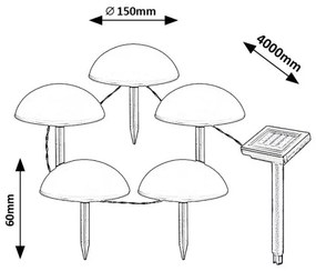 Rabalux 77008 - LED Napelemes lámpa TREPPIO 5xLED/0,2W/1,2V IP44