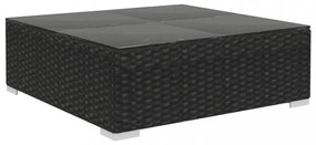 12 részes fekete polyrattan kerti bútorszett párnákkal