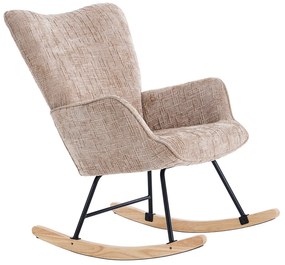 Hintaszék, relaxációs szék kordbársony kárpitozással, bézs-khaki színű