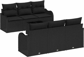 vidaXL Kerti Kanapé Szett Fekete 55 x 55 x 37 cm polirattan