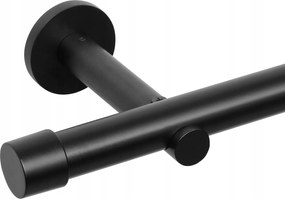 Függönykarnis Szimpla Fekete Matt Fém 400 CM Loft Vastag Cső 25 MM Rena
