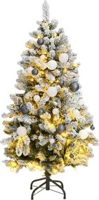 vidaXL csuklópántos műkarácsonyfa 150 LED-del és gömbökkel 150 cm