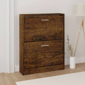 füstös tölgy színű szerelt fa cipősszekrény 59x17x81 cm
