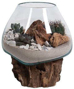 San Marino vízcsepp asztali dekoráció, teak fa/üveg, 20 cm