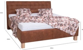 Kárpitozott ágy matraccal és ágyneműtartóval VIOLET 180x200 cm konyakbarna