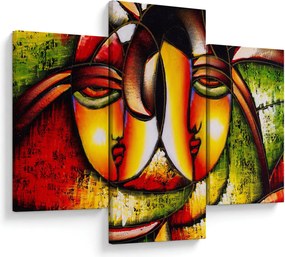 Kép - olajfestmény, absztrakt arcok (90x60 cm)