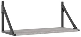2 db szürke sonoma színű szerelt fa fali polc 60 x 25 x 25,5 cm