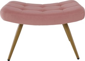 Fotel lábtartóval, rózsaszín Velvet szövet/tölgy, HABEN