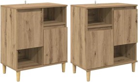 vidaXL Oldalszekrények 2 pcs Artisan tölgy 60 x 35 x 70 cm Faanyag