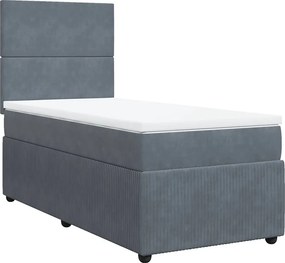 vidaXL sötétszürke bársony rugós ágy matraccal 90 x 200 cm