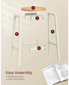 Bárszék szett, 2 db-os, konyhai bárszék,bézs és fehér tölgy színben