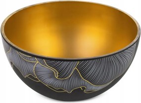 Tál 25x13 fekete arany peonie virágok üvegből