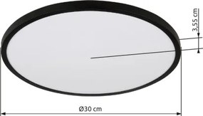 Globo 41566-20S Mennyezeti lámpa matt fekete műanyag, fehér műanyag, felfelé is világít "háttérvilágítás", ø: 300mm, M: 35mm, tartozék: LED 20W 230V, 1700lm forrás, 1000lm kimenet, 4000K