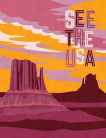 Illusztráció USA travel poster design template. Southwest, teddyandmia