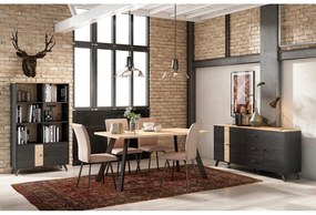 Étkezőasztal tölgyfa dekoros asztallappal 90x160 cm Texas – Marckeric