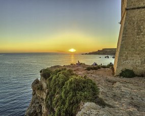 Poszter 76x60,5cm Ghajn Tuffieha Tower és Golden Bay, Assaf Frank