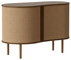 Barna-világosbarna komód tolóajtóval, tölgyfa dekorral 100x67x50 cm Audacious – UMAGE