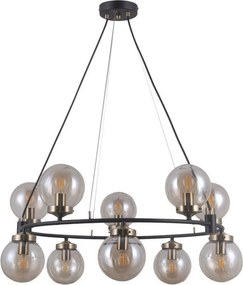 ITALUX PND-28622-10A GALVEZ Glamour Függesztett Lámpa Antik Bronz, Borostyán, Matt Fekete E14 IP20