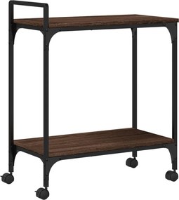 vidaXL barna tölgy színű szerelt fa zsúrkocsi 60,5 x 31 x 72,5 cm