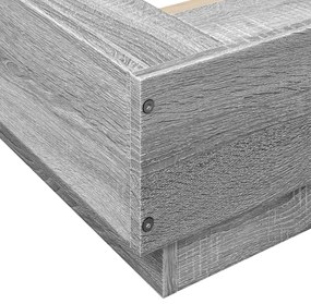 szürke sonoma színű szerelt fa ágykeret LED-del 75x190 cm